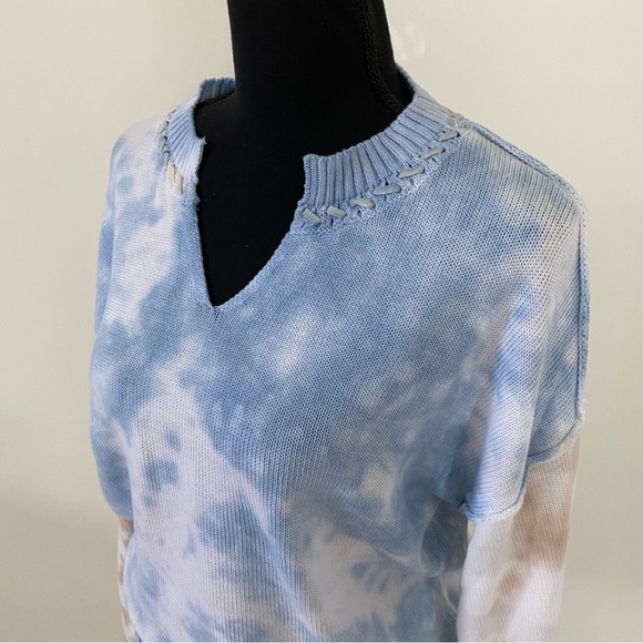 Wit & Wisdom Lightweight NWT Women Blue Tan Tie-dye Pullover Sweater 100%Cotton - Picture 9 of 16
